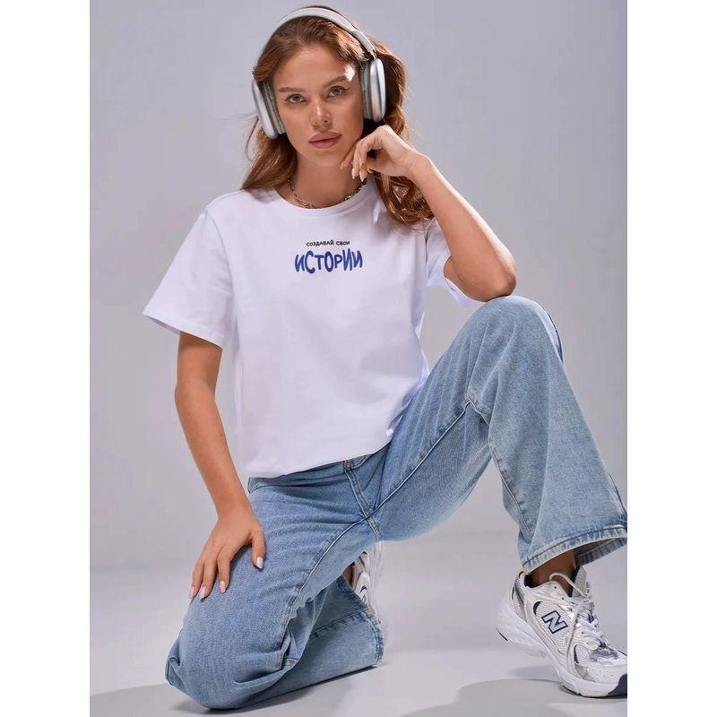 Loose Printed T-shirt Top Western Style New Loose Casual Print Letters Cotton T-shirt Top