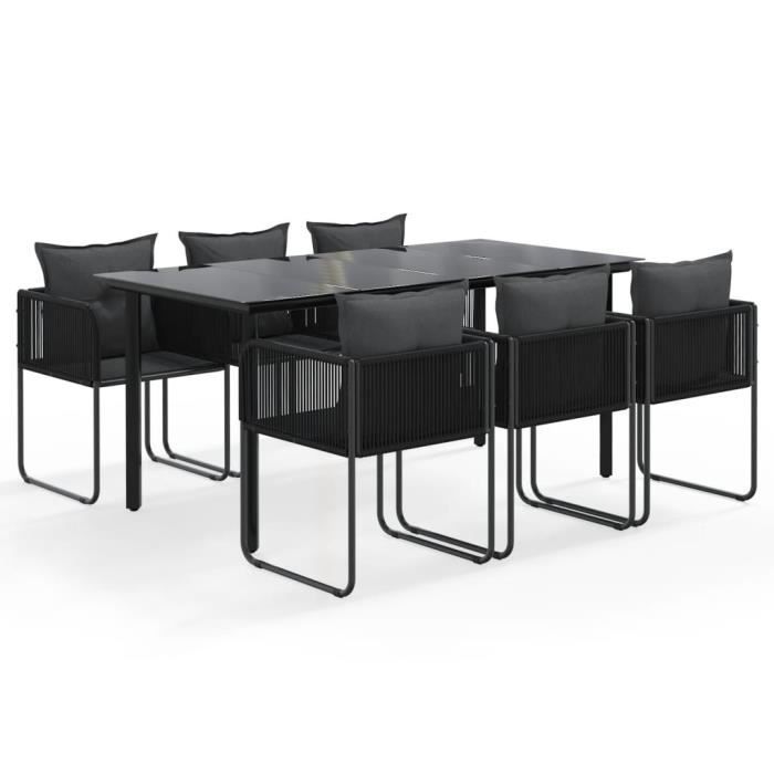 3156497 vidaXL Garden Dining Set 7 Pcs Black