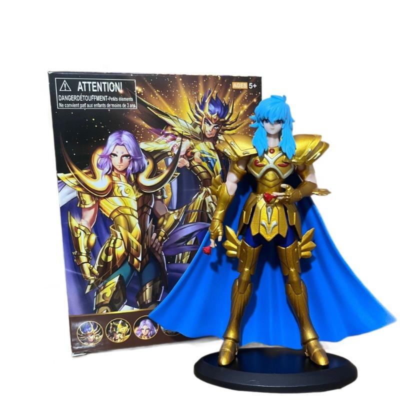 19CM Anime Saint Seiya Gold Saint Figure Aries Pisces Capricorn Aquarius Stand Animation Model Toys Gifts Collection Decoration