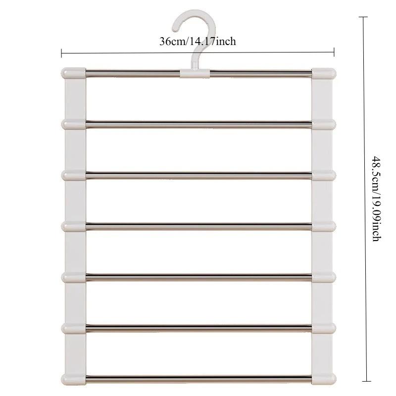 Foldable Pants Hanger Multi Layer Non Slip Clips Space Saving Closet Organizer for Trousers Storage Collapsible Hanging System