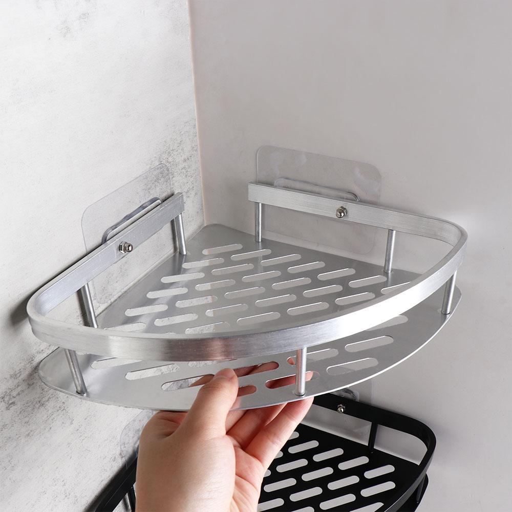 Aluminum Zinc Zinc Alloy Shower Corner Shelf Black/Silver Makeup Storage Organizer Bathroom Shelf Bathroom