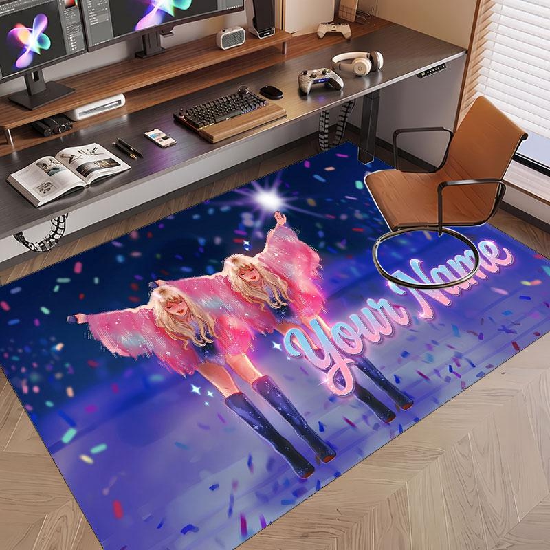Custom Name Crystal Velvet Rug,Taylor Swift Comfortable Anti Slip Floor Mat For Room Decoration
