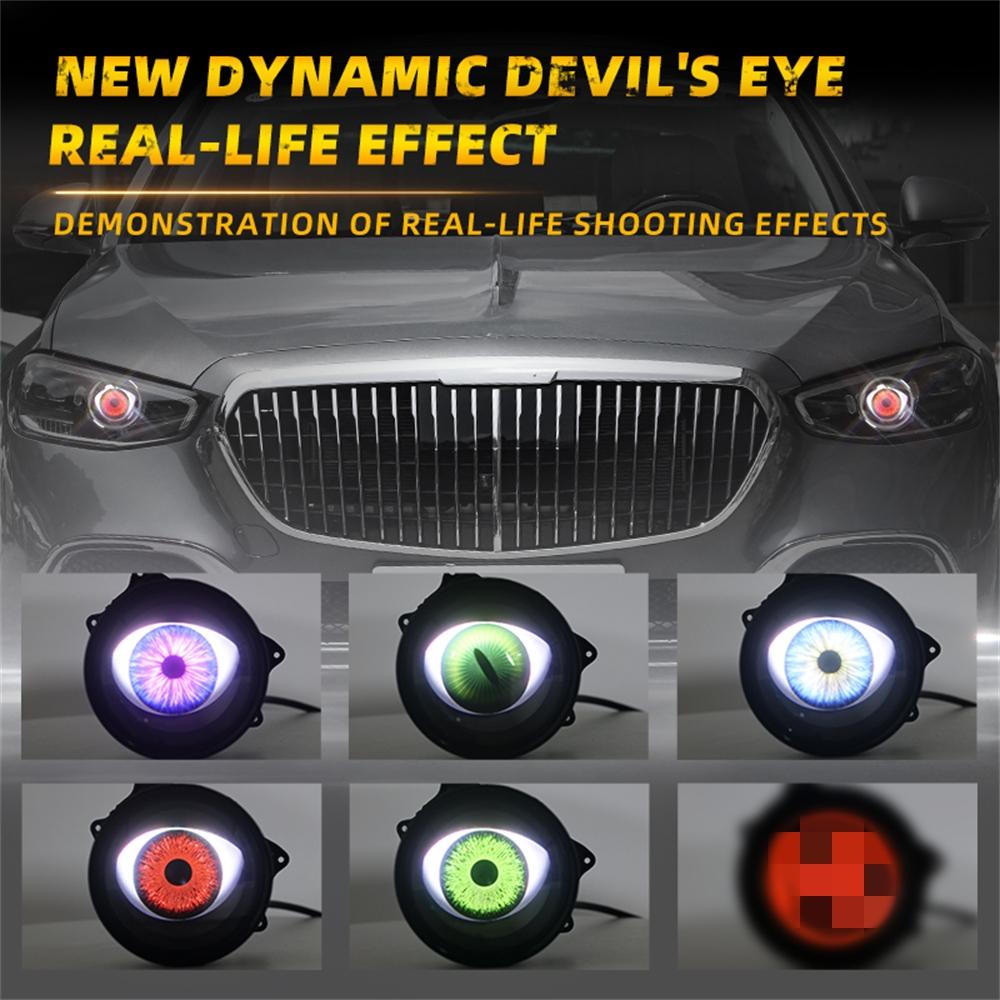 2PCS Devil Eyes LED Headlights Dynamic LED Car Headlight Motorcycle Front Spotlight Angel Eyes Lenses for Car Headlights