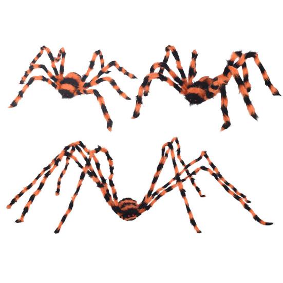 Large Halloween Spider Decorations Giant Spider, Scary Orange Black Hairy Decoration, Realistic Furry Prop Horror Props with Red Eyes for Porch