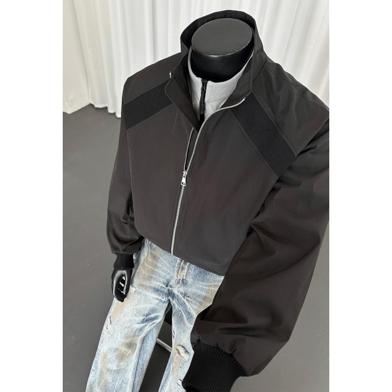 Men S Retro Stand Collar American Short Loose Flight Jacket Bomber Coat
