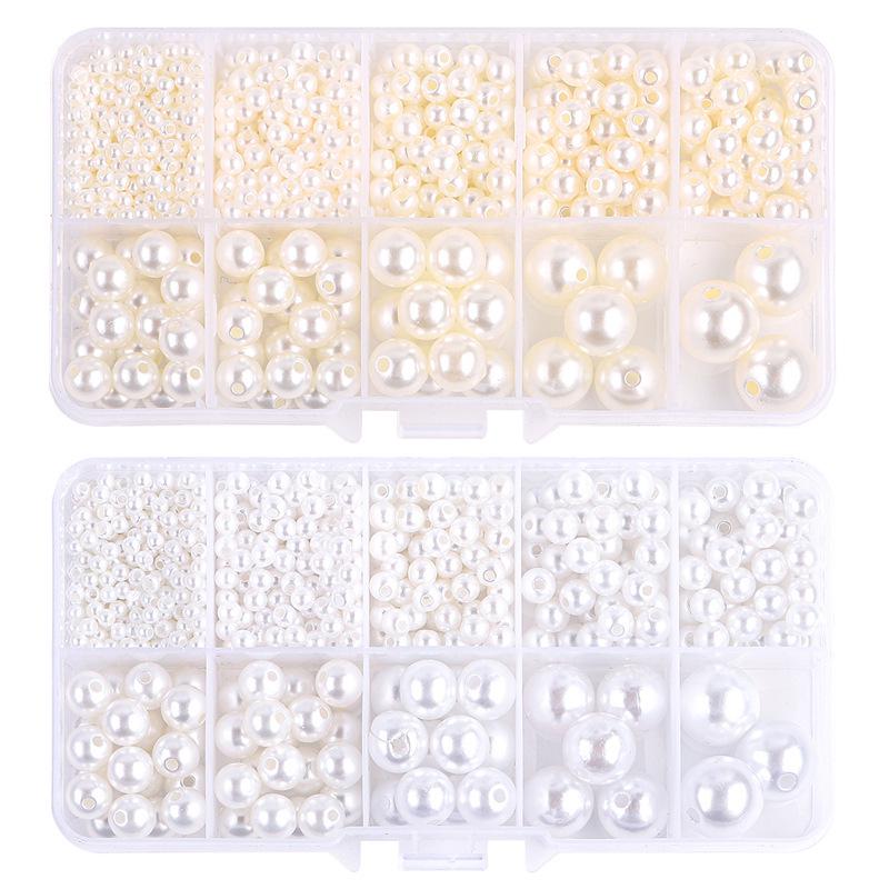 10-Grid ABS Pearl Bead Set for DIY Bracelets and Phone Chains