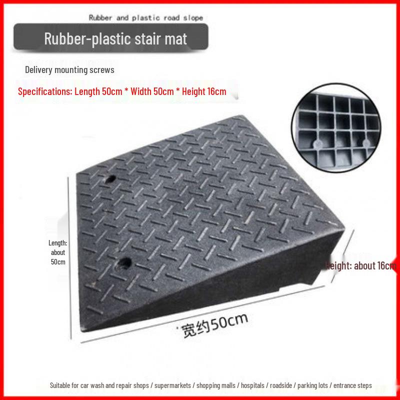 Rubber-Plastic Car Ramp: Slope Mat, Curb Edge, Uphill Climb, Triangle Speed Bump