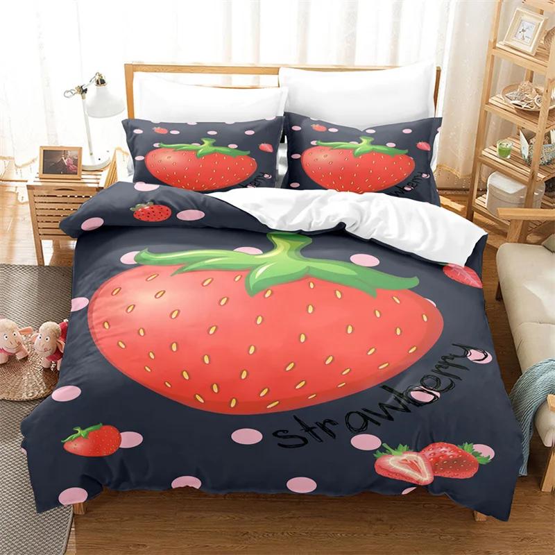 Cartoon Fruit Duvet Cover Tropical Avocado Bedding Set Microfiber Comforter Cover King For Kids Teen Room Decor Birthday Present