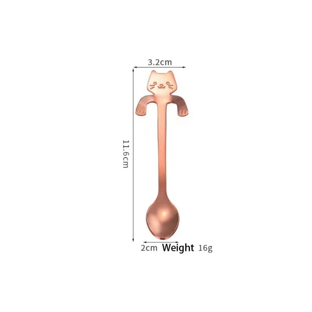 

1/4pcs Stainless Steel Mini Cat Coffee Spoon Cute Cat Tableware Stainless Steel Teaspoon Kitchen Tool Cute Design Children Spoon рожевий колір золота