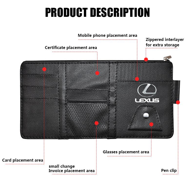 Car Sun Visor Point Type Multi-function Storage Bag Car Accessories For Lexus IS250 IS200 CT200h GS300 LS430 RX450h LX570 IS300