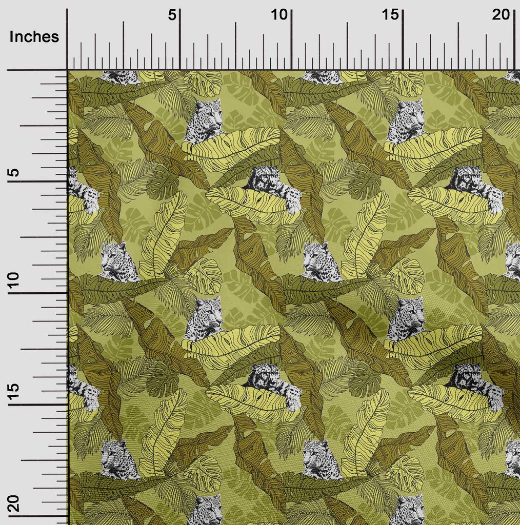 oneOone Cotton Flex Light Green Fabric Tropical Sewing Material Print Fabric By The Yard 40 Inch