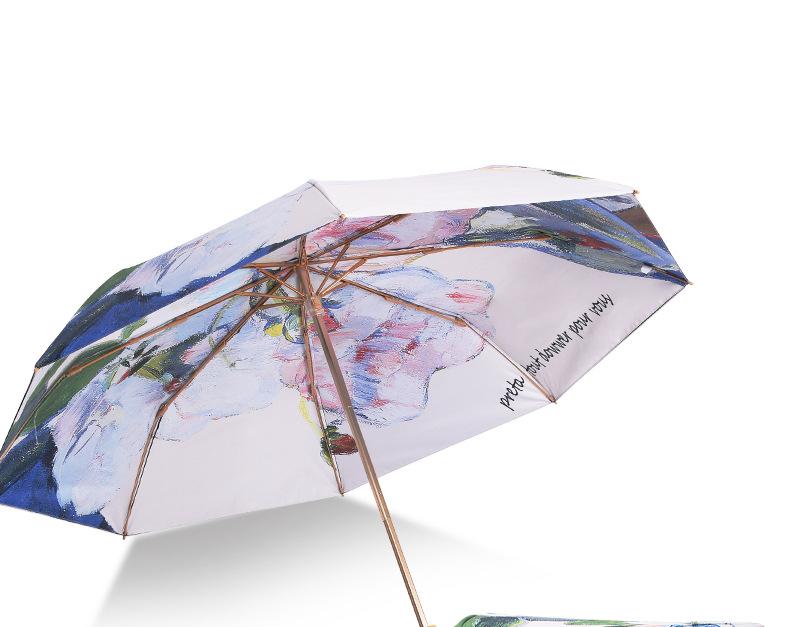 New Hand-opened Two-color Double-sided Vinyl Color Umbrella Three-fold Sunscreen Umbrella for Both Weather and Rain