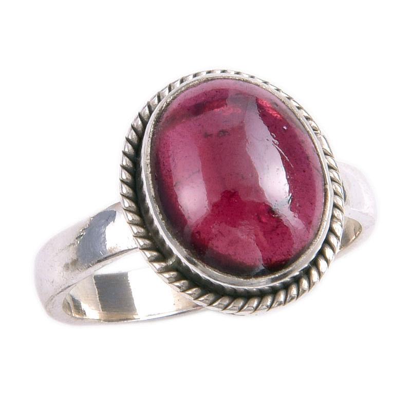Natural Garnet Gemstone 925 Solid Sterling Silver Jewelry Ring Size 5.5 F5u72