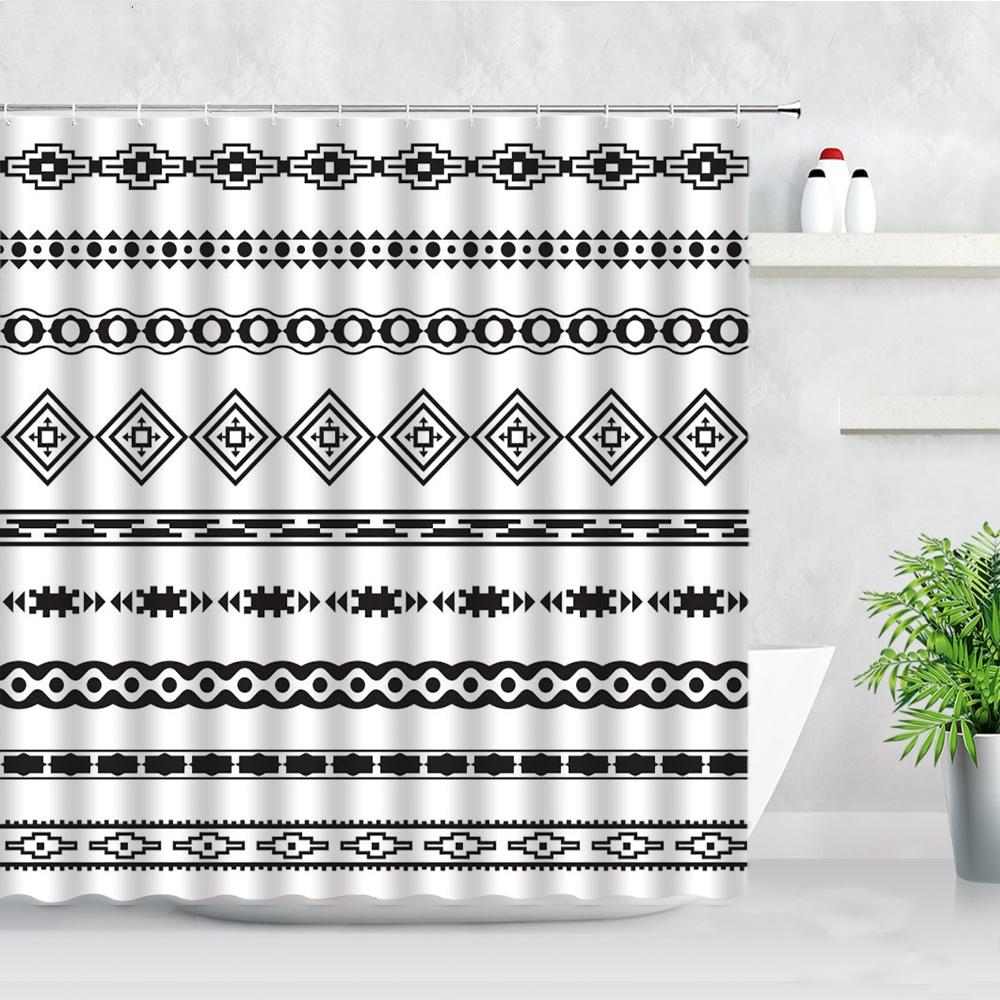 

Black Damask Baroque Shower Curtains 3D Vintage Art Abstract Flower Waterproof Polyester Fabric Bathroom Decor Bathtub Curtain W60H190(CM)-1 Pcs