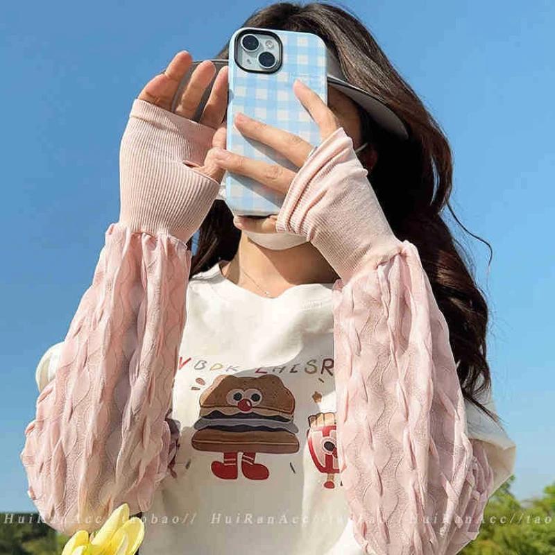 New Ice Sleeve Women's Sun Protection Loose and Enlarged Outdoor Cycling Ice Thread Arm Protection Sun Protection Sleeves