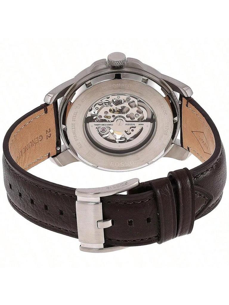 Fossil Men's Automatic Mechanical Leather 3-Hand Watch with Stainless Steel Case & Scratch-Resistant Glass ME3100