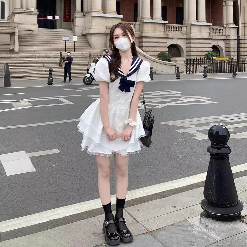 Dress Japanese Style Navy Collar Dress Female Summer Sweet Hot Girl Pure Desire Princess Dress Japanese Waist Fluffy Skirt