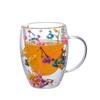 350 ml dobbelvegg kaffekrus med håndtak Klarmelkekopper Gaver Glasskoppfyll kunstig simulering Blomster tekopp