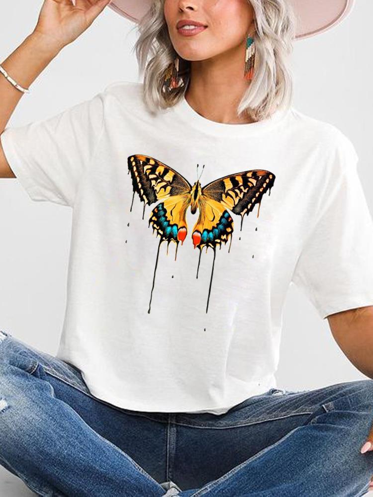 Butterfly Graphic Oversized T-Shirt Cute Short-Sleeved Top for Women European And United States Style Casual Fashion Modal