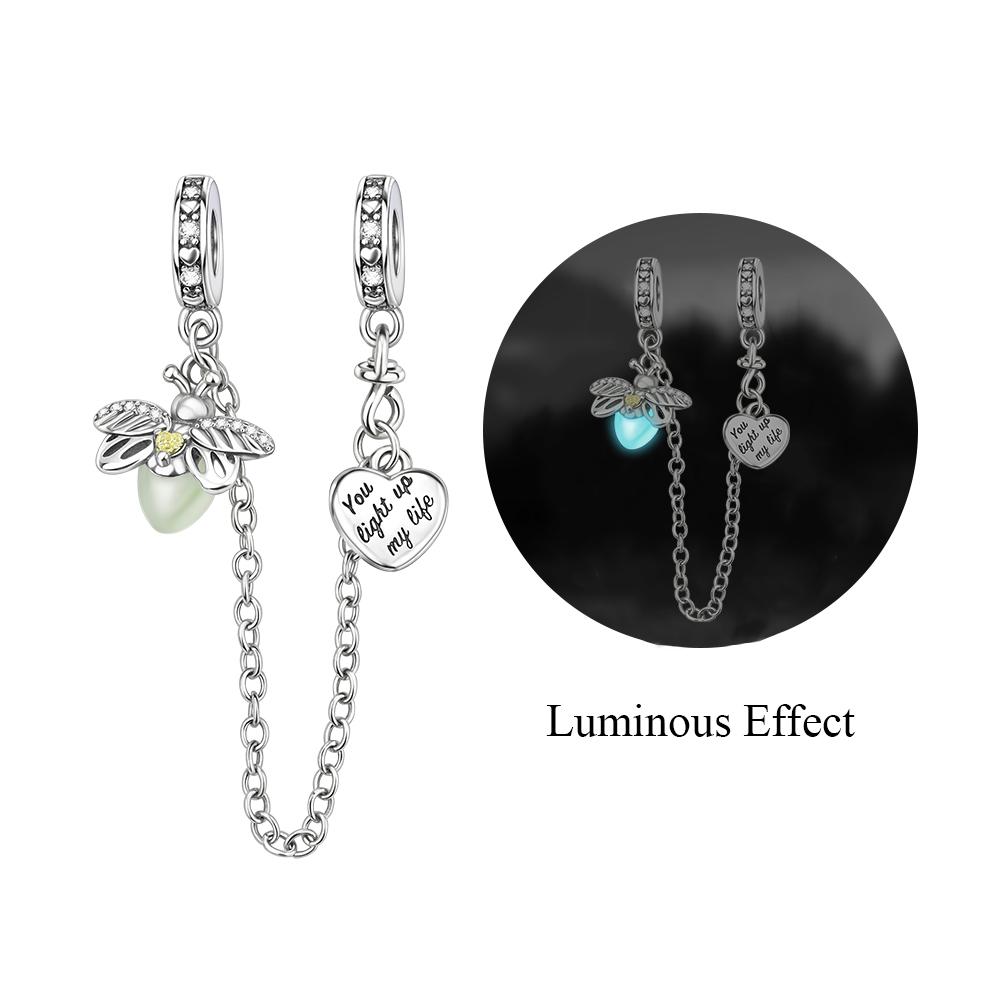 Authentic Luminous Firefly Charms Bee Light Bulb Bead Ring Earrings Fit Copper Bracelets Diy Cultural Jewelry Gift