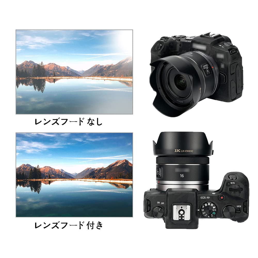 JJC Reversible Lens Hood for Canon RF 16mm STM Compatible with Canon EOS and R6 Compatible with Protective Filters and Lens Caps EW-65C F2.8 Lens, R,