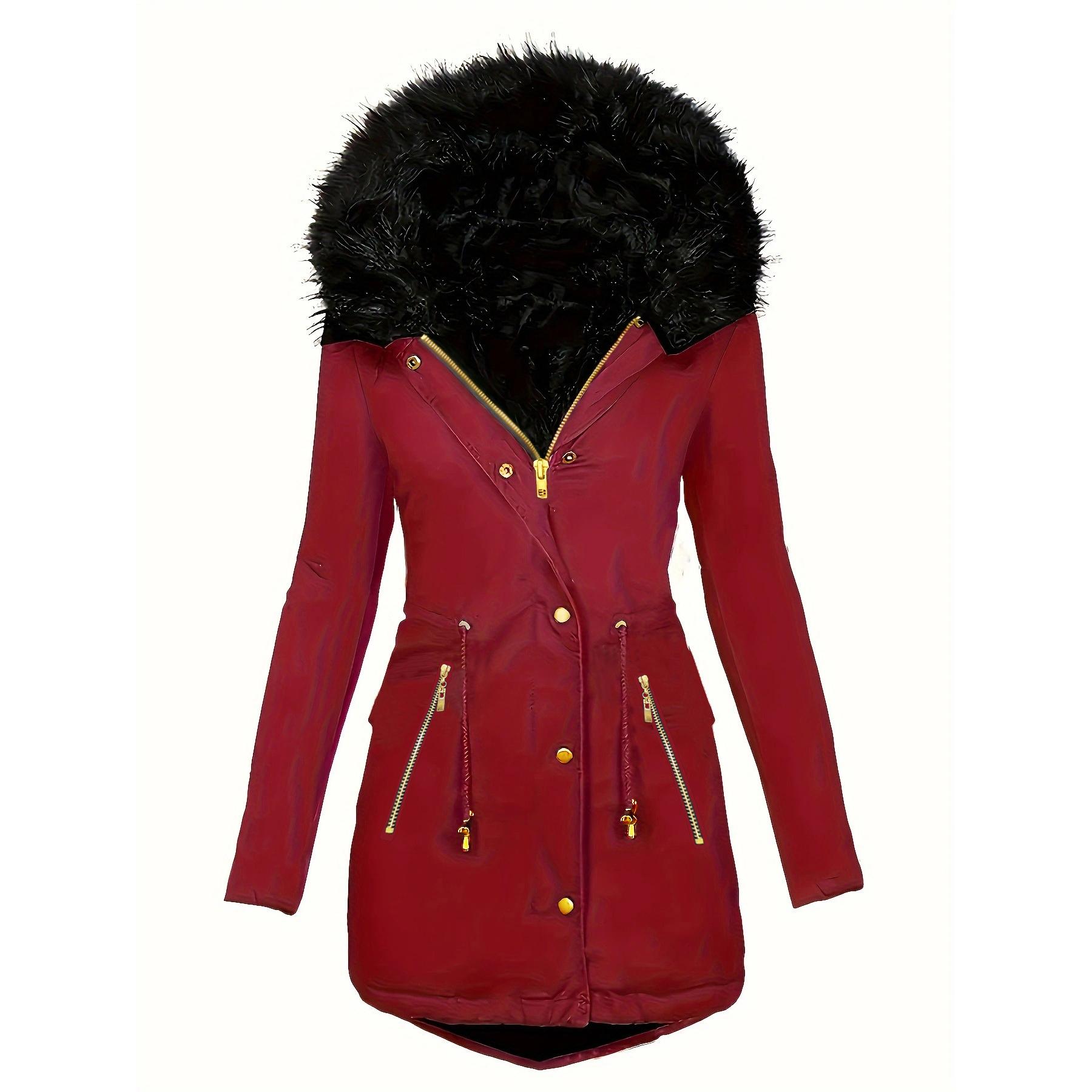 

Модная куртка женская бархатная парка пальто толстая теплая зимняя XS красный