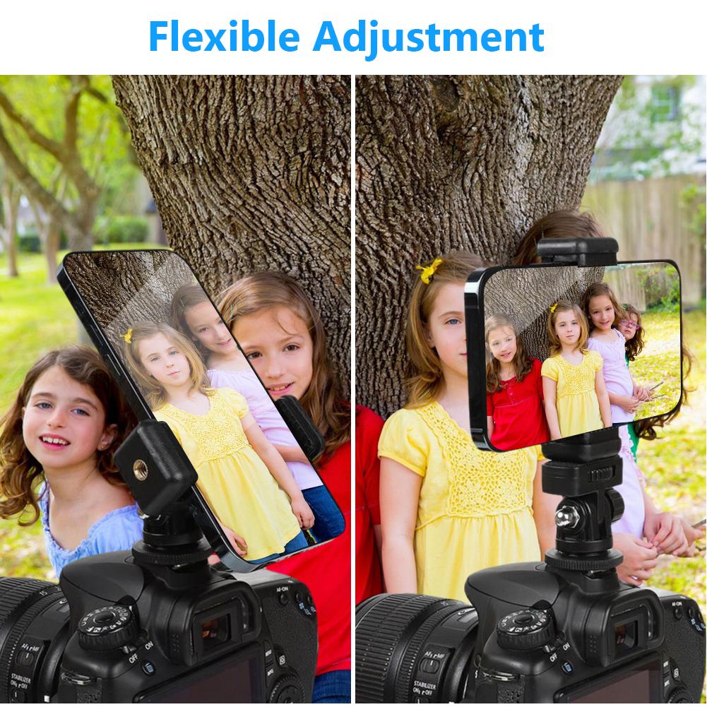 Portable Phone Tripod Holder Clip With Flexible Camera Hot Shoe Mount Cell Phone Tripod Mount Adapter 360 Rotation 180 Flip