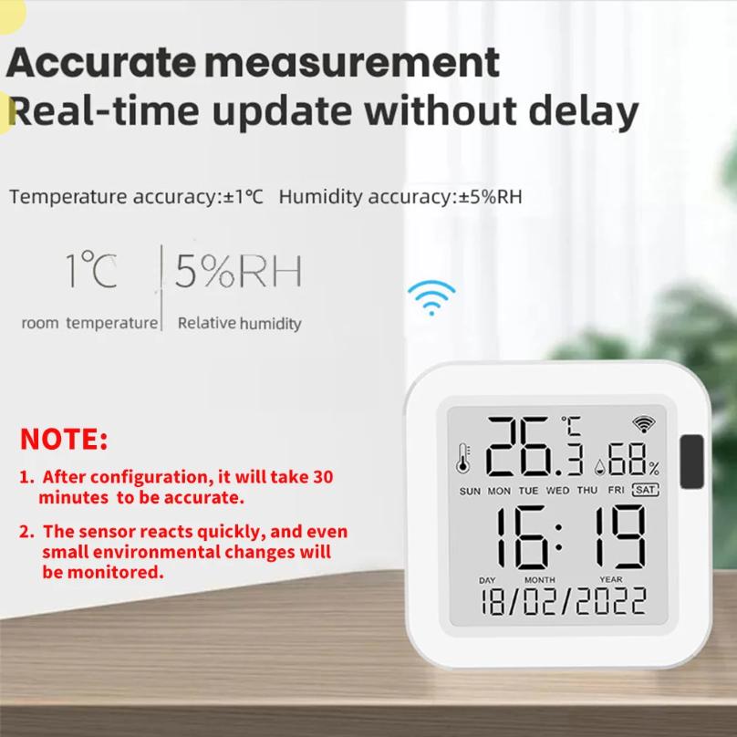 Smart Thermometer Hygrometer Tuya WiFi Temperature and Humidity Sensor With Backlight APP Remote Control Work with Tuya Alexa