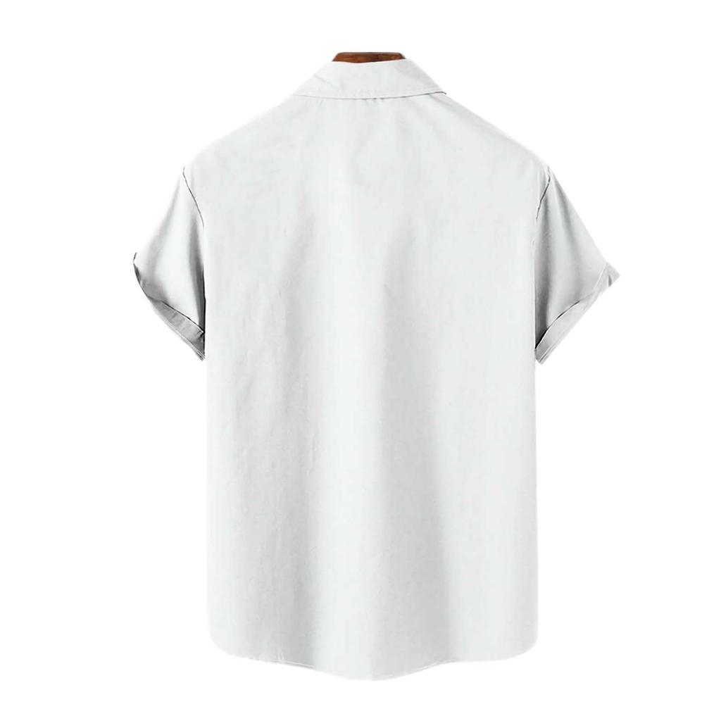 Summer Mens Cool Thin Breathable Lapel Collar Hanging Dyed Gradient Cotton Shirt
