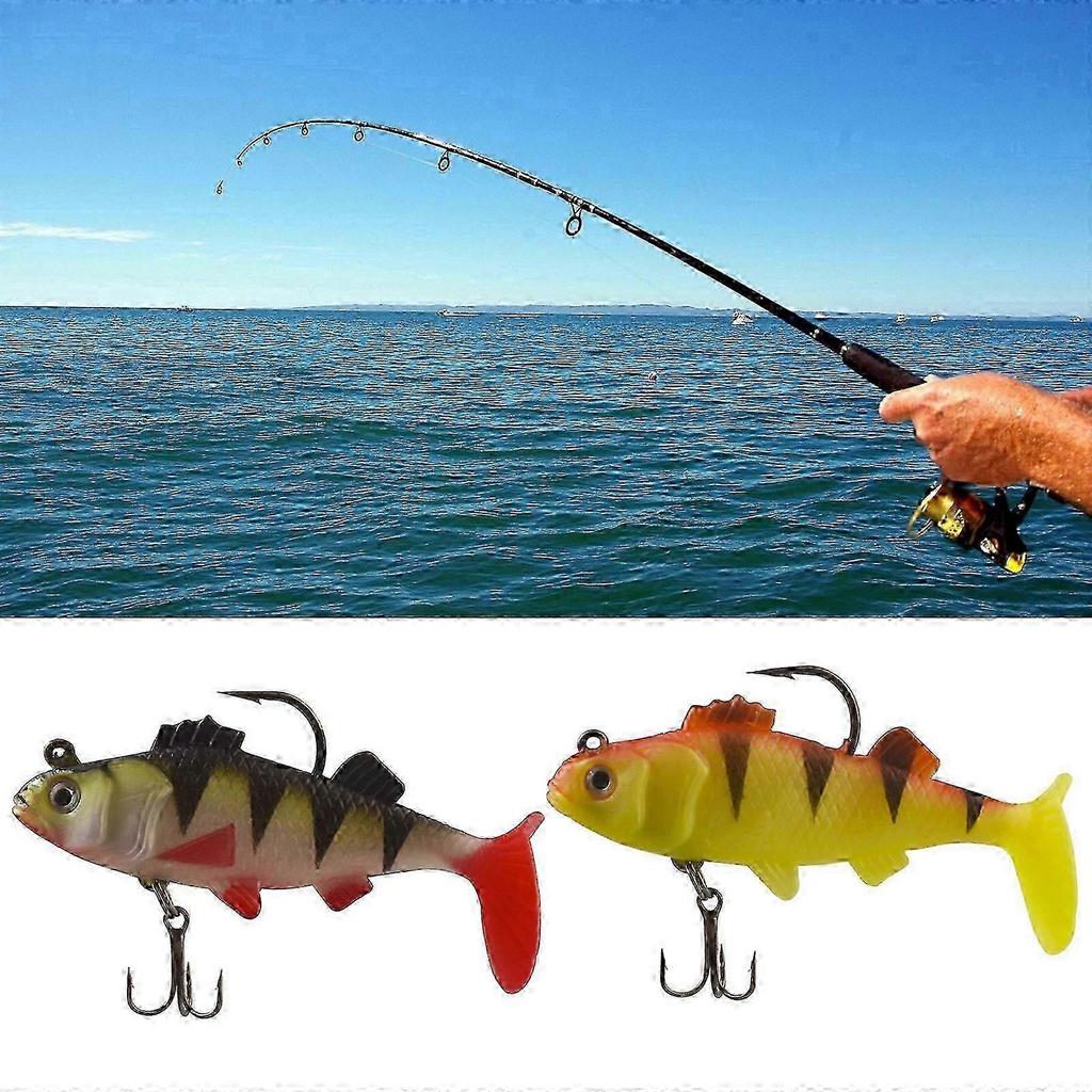 5 Pcs Soft Fishing Baits Lures Pre-Rigged Jig Head Soft Plastic Swimbaits Paddle Tail Swimbaits for Outdoor Fishing yellow leopard print