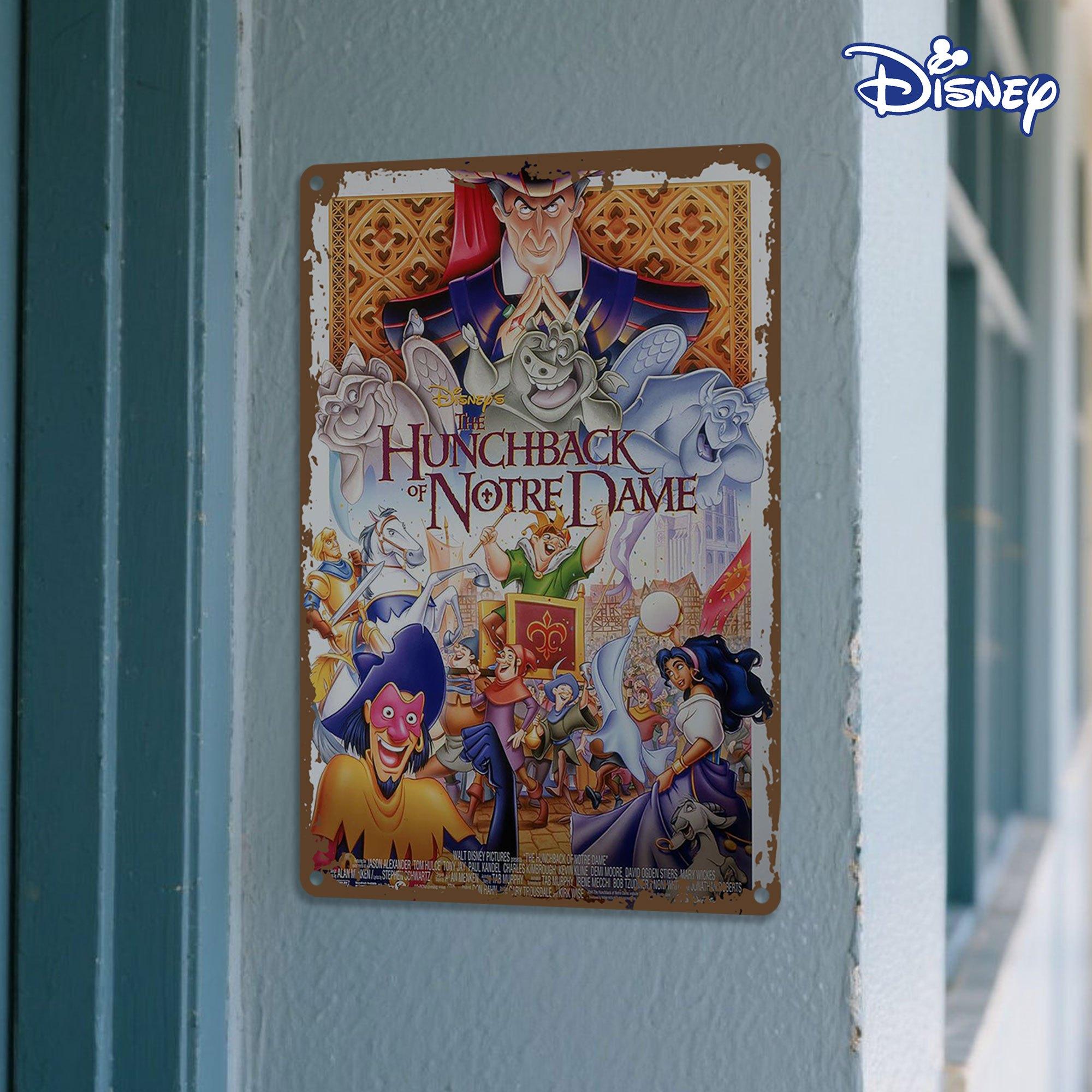 

1 шт. Металлическая жестяная табличка Дисней «Горбун из Нотр-Дама» - Винтажный постер в стиле готики с изображением Квазимодо и Эсмеральды, Тяжелый Д 20x30cm（7.8x11.8inch）