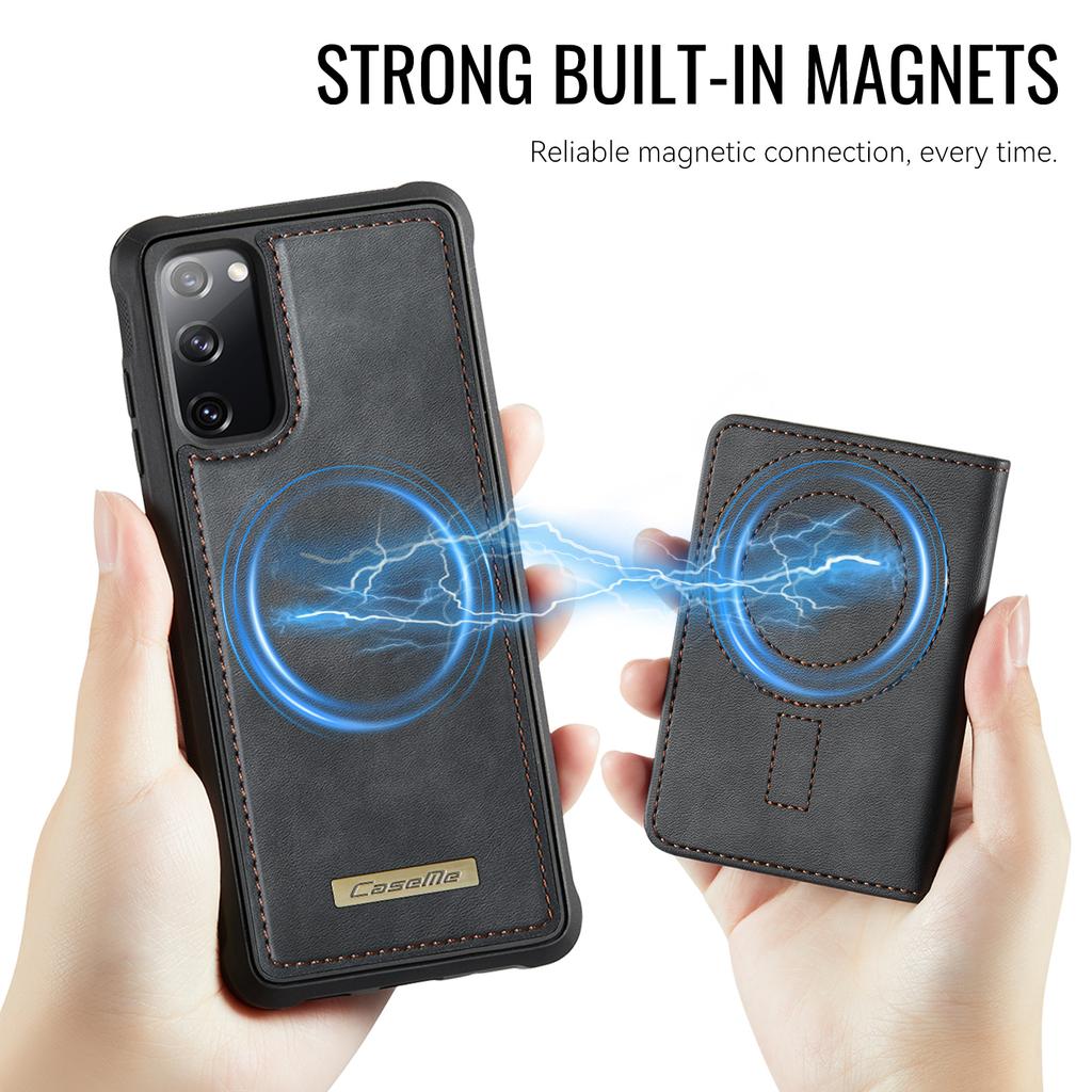 For Samsung Galaxy S20 FE Magnetic Case CASEME ME80 Series Leather PC TPU Phone Cover with Detachable Wallet
