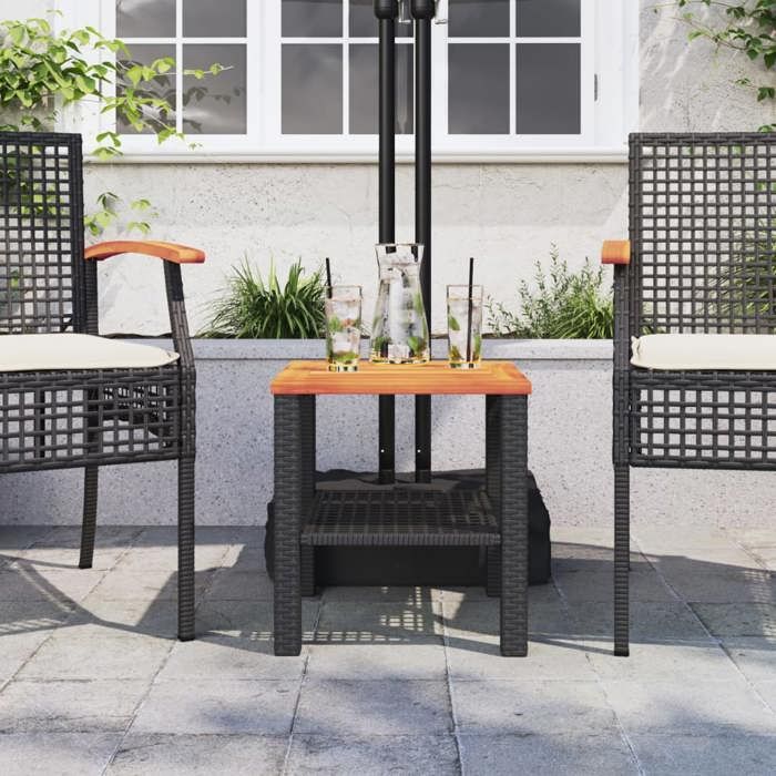 VidaXL Garden Table, Dining Table, Meal Table, Outdoor Patio Backyard Furniture, Black Woven Resin 366263