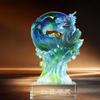 Aris & Juno Dragon LIULI Statue, Rising Sun Success Decor, Traditional Feng Shui Home Office