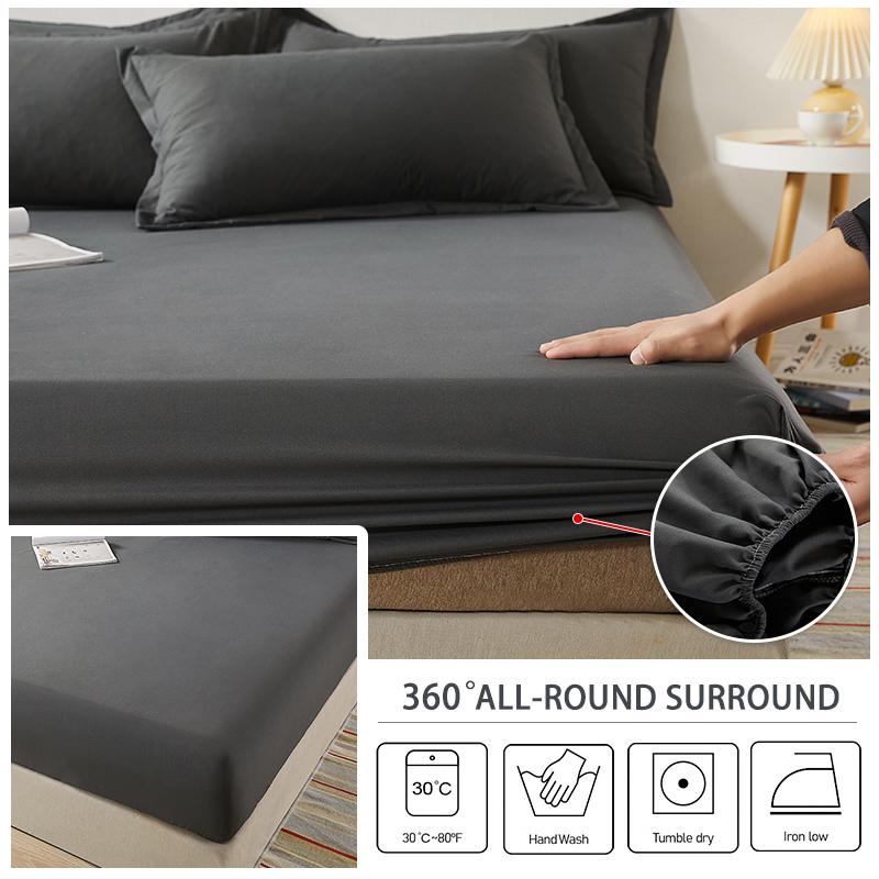 Cotton Fitted Sheet With Elastic Bands Non Slip Adjustable Mattress Covers For Single Double King Queen Bed Cover 140/160/200CM