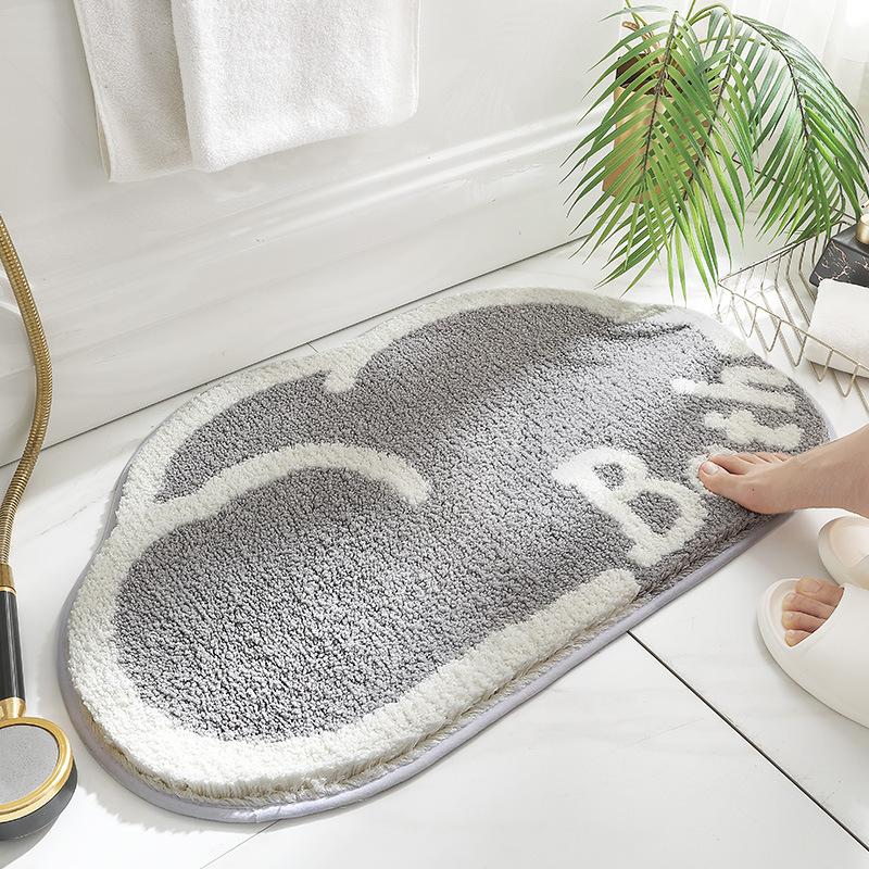 Cute Cartoon Half-Moon Bath Mat - Thickened Plush Bathroom Rug, Ultra-Soft Skin-Friendly with TPR Non-Slip Backing, 45x75CM