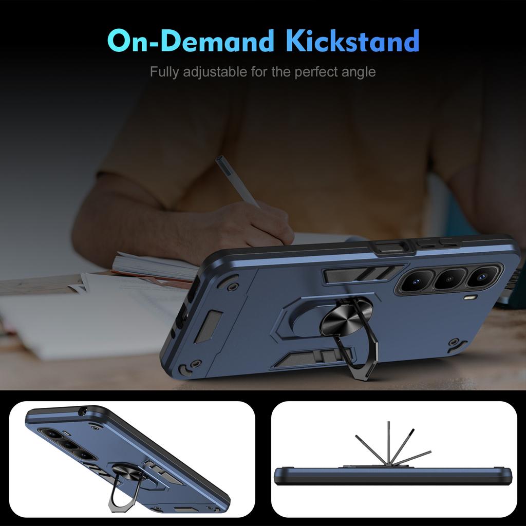 For Infinix Hot 60 Pro+ 4G Case PC+TPU Drop Defend Phone Cover with Ring Kickstand