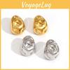 Stainless Steel Geometric Earrings For Women With Wrinkled Style For Fashion Casual Wear