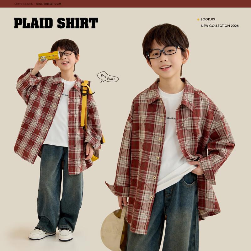 Textured Plaid Long-Sleeve Shirt 110