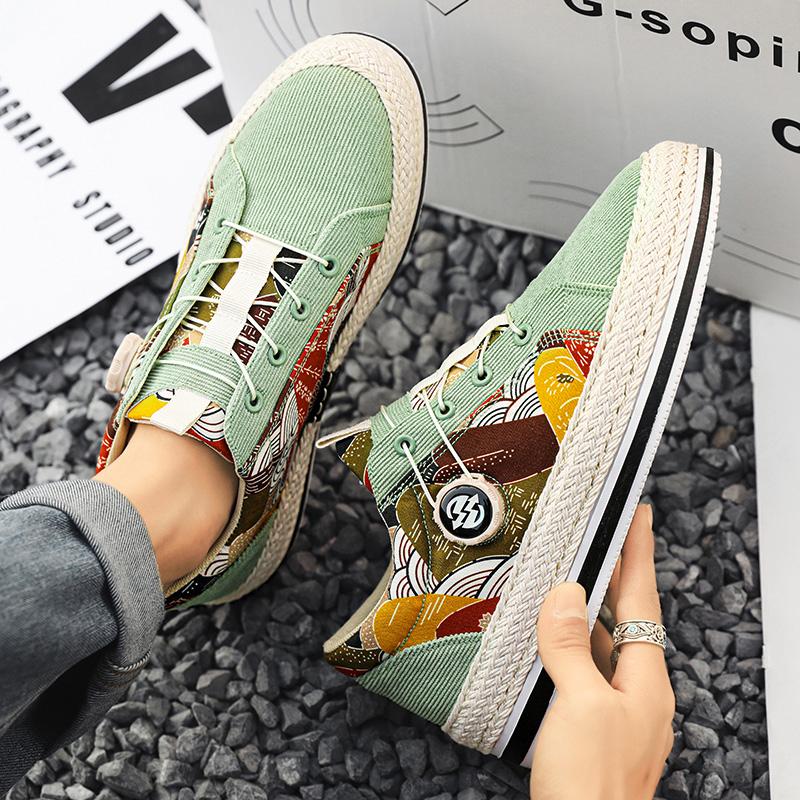 Personalized Lace Up Corduroy Board Shoes for Lazy People To Step on Canvas Shoes for Men's Shoes   for Men with Free Shipping