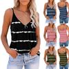 Koszule damskie Letnie podkoszulki bez rękawów z dekoltem w kształcie litery V i nadrukiem w paski