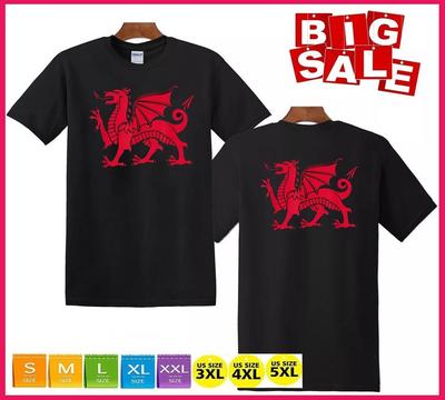 2025/Waliser Roter Drache Flagge von Wales T-Shirt 2-seitiges Unisex T-Shirt
