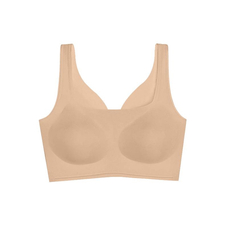 Traceless wear on both sides, soft support, generous collar, casual small deep V low neck, double jelly strip breathable bra