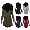 2024 Autumn/Winter Slimming Women's Solid Fur-Collar Hooded Mid-Length Warm Cotton Coat