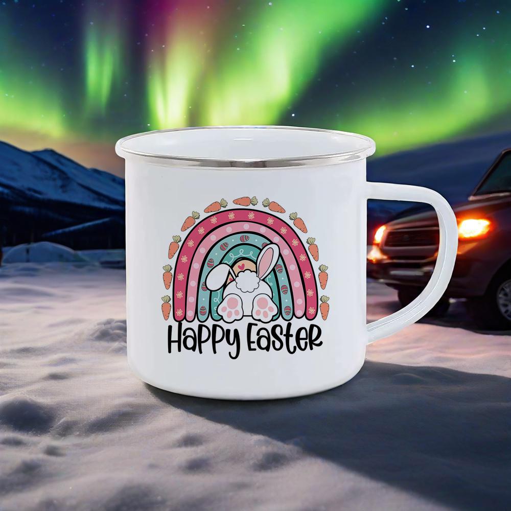 Rainbow Enamel Mug Colorful Beer Cups Breakfast Cup Happy Easter Mug Dwarf Themed Coffee Cup For BBQ Party Original Mugs Funny