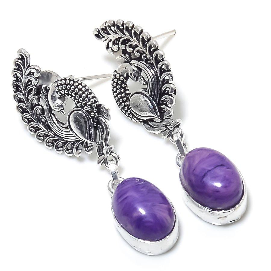

Natural Mosaic Jasper Gemstone Handmade 925 Sterling Silver Earring 0.9 K4Z29