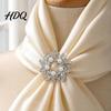 Lapel Pin Brooch Pin Faux Pearl Wreath Design with Rhinestones Inlaid Circular Flower Leaf Garland for Coats Shirts Bags Accessories Metal