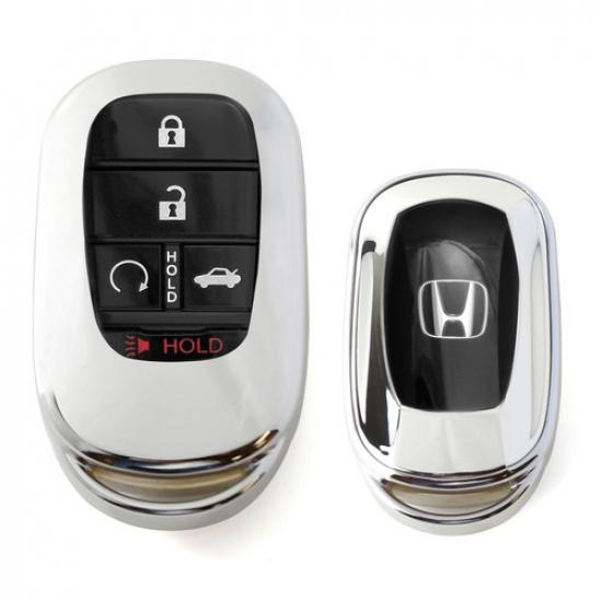Silver Front/Back Full Coverage TPU Key Fob Case For 22+ Honda Accord Civic CRV