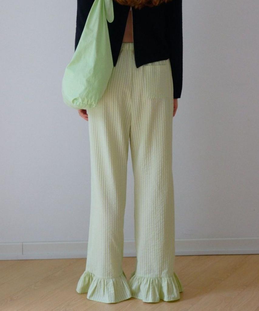 Okuka Summer String Frill Pants - Apple Mint