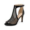 FOREADA Women Hollow Mesh High Heels Sandals Peep Toe Stiletto Buckle Sexy Comfort Jazz Dance Boots Ladies Fashion Shoes Summer 46